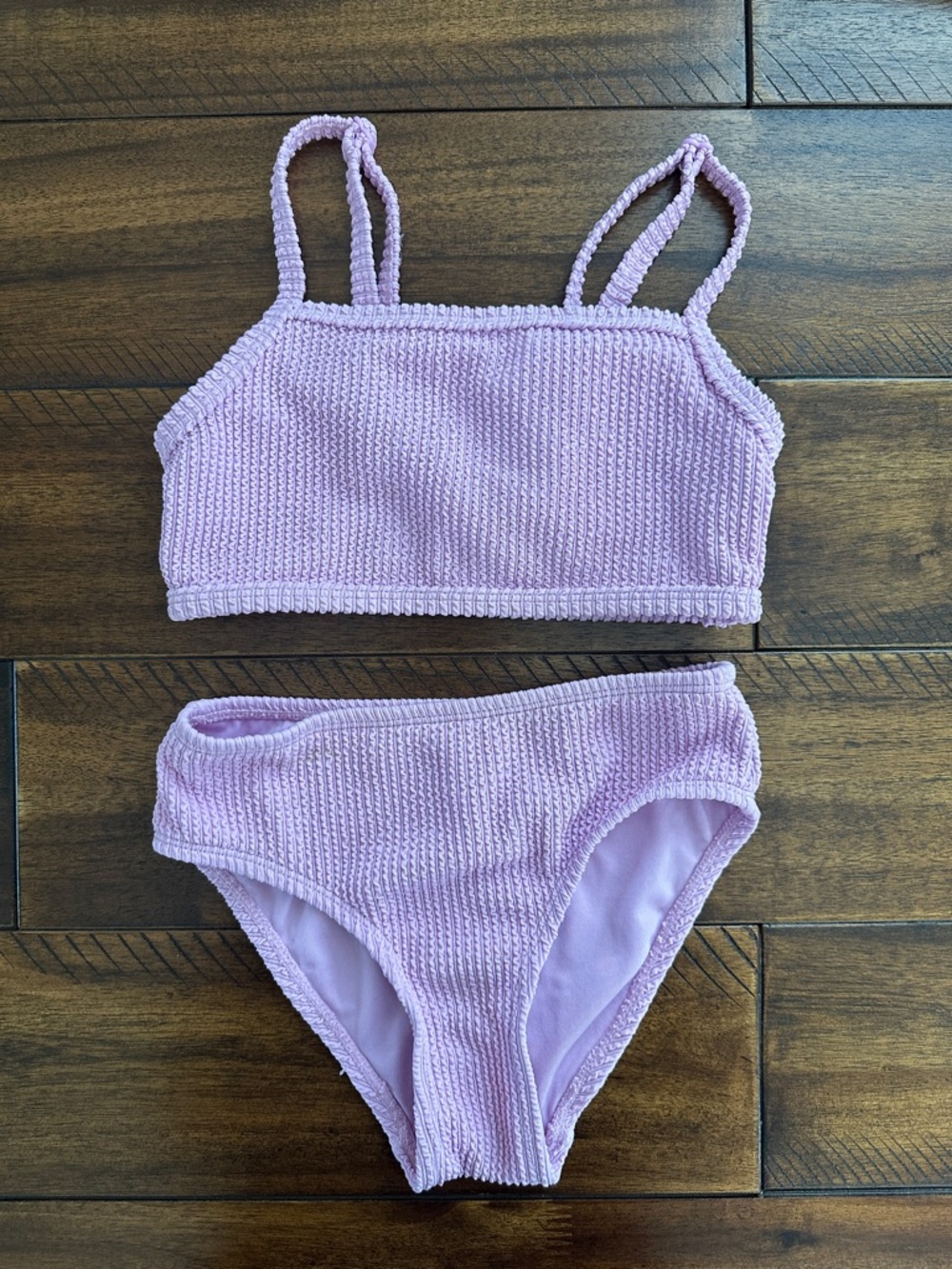 Zella Girl Lilac Textured Two-Piece Swim Set